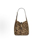 SAINT LAURENT LE5A7 Adjustable shoulder strap leopard print hand-held shoulder bag for women in beige and black